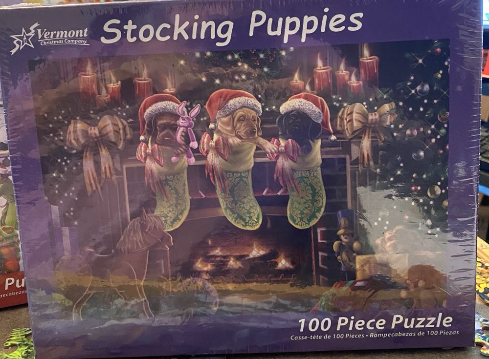 Stocking Puppies** - Vermont Christmas Company 🇺🇸 puzzle collectible [Barcode 871241001992] - Main Image 3