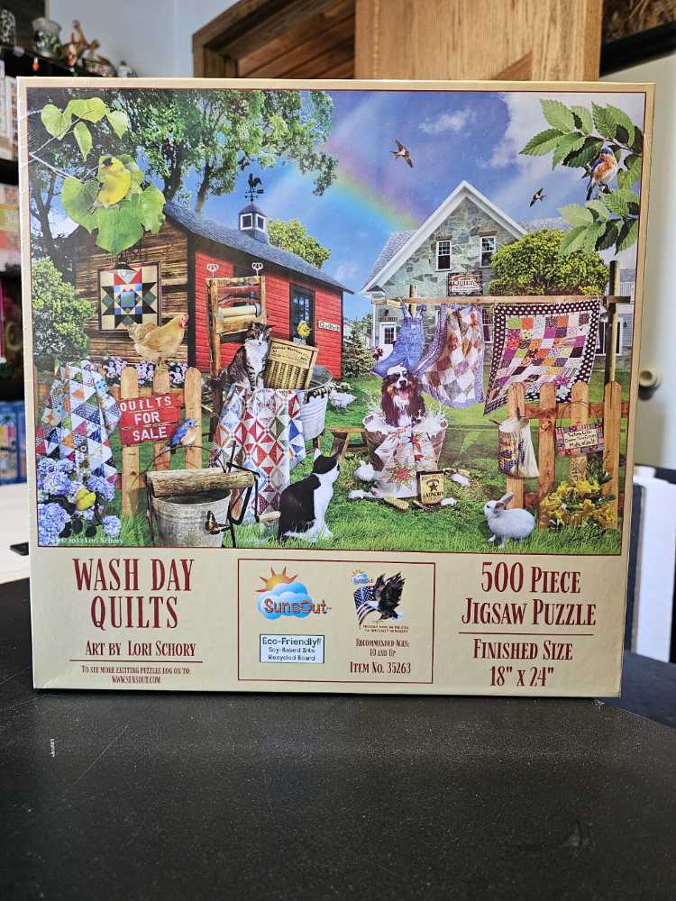 Wash Day Quilts - SunsOut puzzle collectible [Barcode 796780352636] - Main Image 2