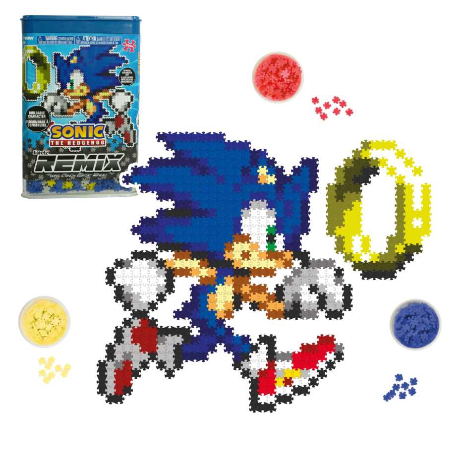 Sonic The Hedgehog: Chillin’ Sonic - Tomy: Jixelz Remix puzzle collectible [Barcode 5011666736870] - Main Image 2