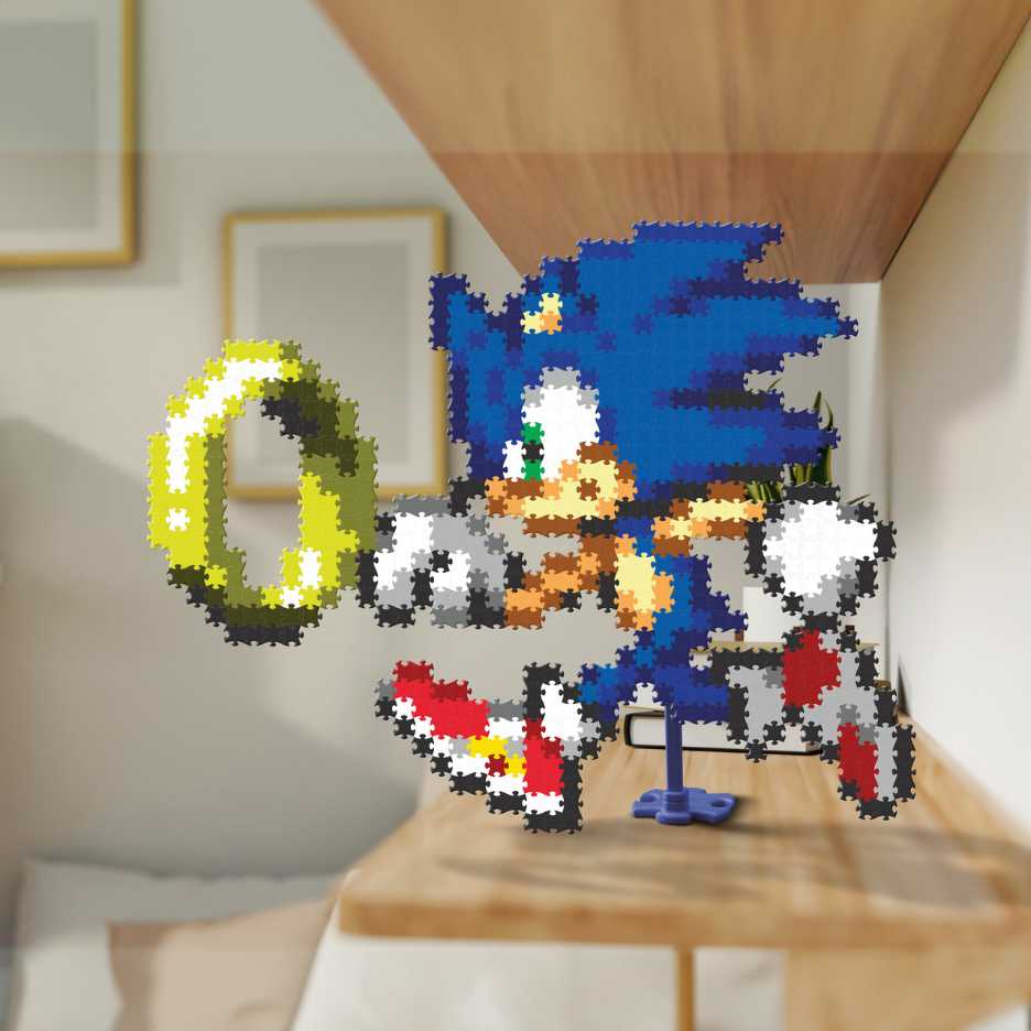 Sonic The Hedgehog: Chillin’ Sonic - Tomy: Jixelz Remix puzzle collectible [Barcode 5011666736870] - Main Image 3
