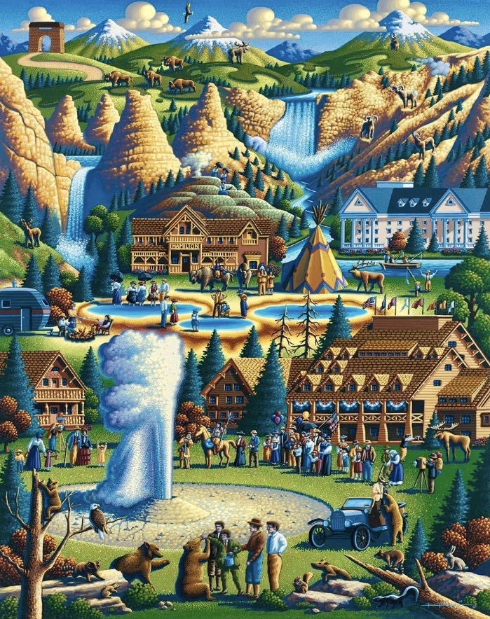 National Parks : Yellowstone 🆕 - Dowdle Folk Art puzzle collectible [Barcode 671095501019] - Main Image 2
