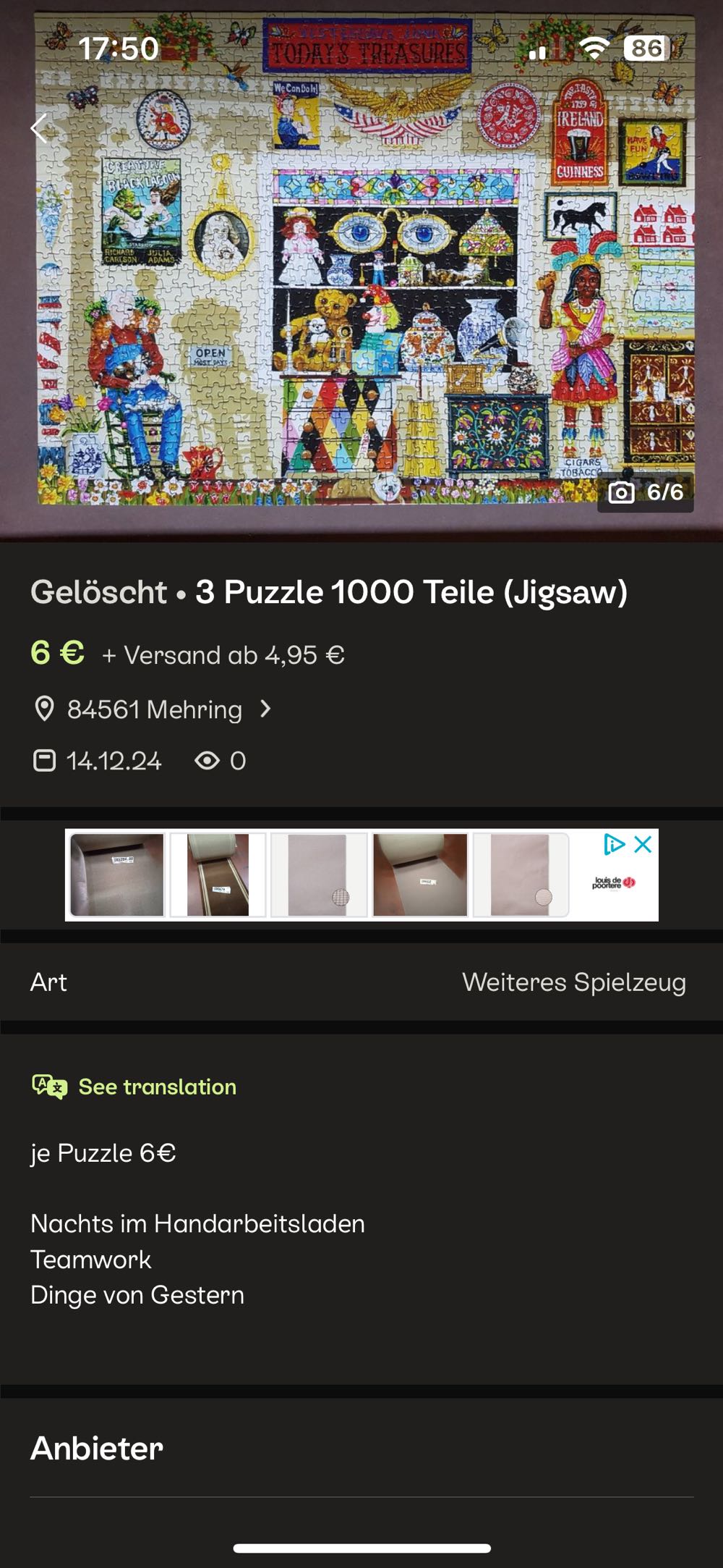 Yesterday’s Treasures - SunsOut puzzle collectible [Barcode 796780239210] - Main Image 4