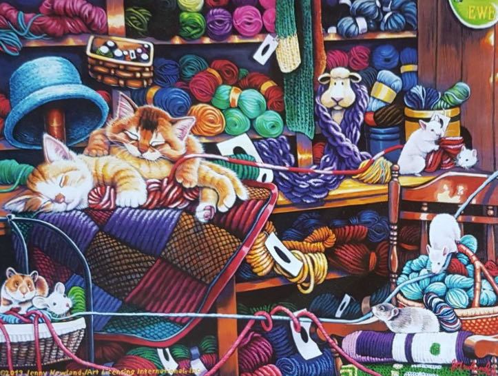 Midnight At The Yarn Shop 🟦 - SunsOut puzzle collectible [Barcode 796780704305] - Main Image 2