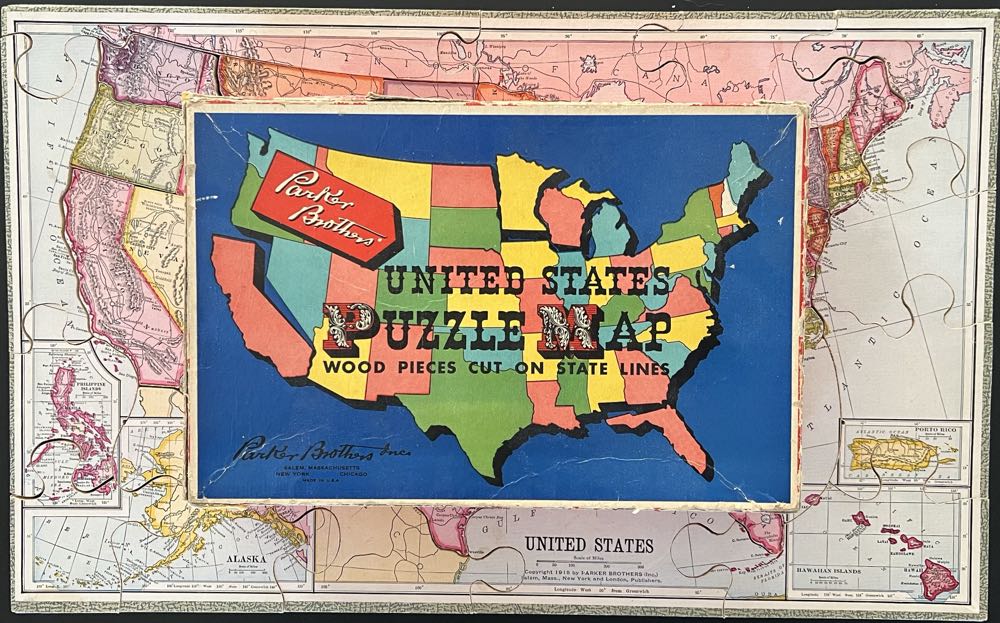 United States Puzzle Map-SOLD - Parker Brothers Inc. puzzle collectible - Main Image 4