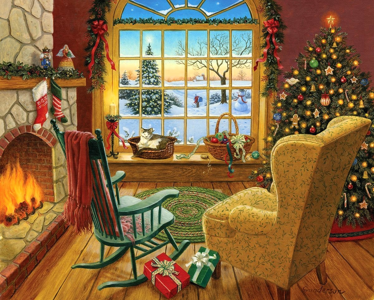 Cozy Christmas Cat (UV) - White Mountain puzzle collectible - Main Image 2
