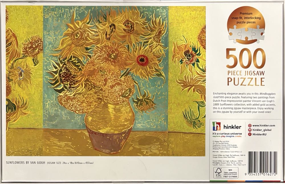 Sunflower By Van Gogh-TRADED - Hinkler (Mindbogglers) puzzle collectible [Barcode 9354537016272] - Main Image 2