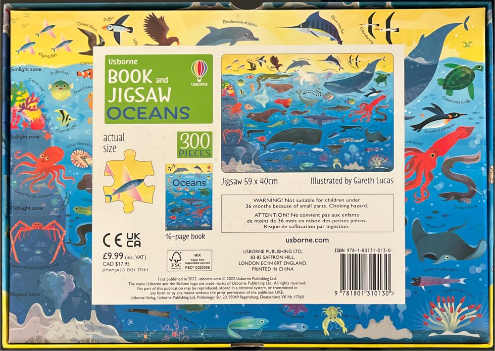 Usborne Book And Jigsaw Oceans Sam Smith Jigsaw: & Oceans: By - Usborne puzzle collectible [Barcode 9781801310130] - Main Image 2