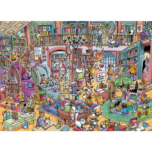 Doodletown : Bookshop Bedlam - Cobble Hill puzzle collectible [Barcode 625012445115] - Main Image 3