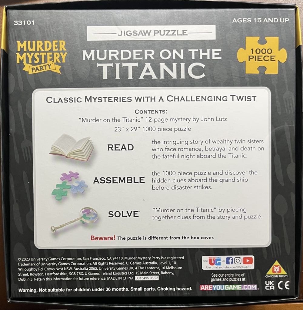 Murder on the Titanic - Murder Mystery Party puzzle collectible - Main Image 3