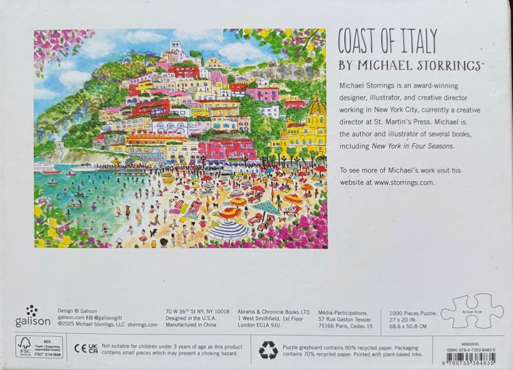 Coast of Italy - Galison puzzle collectible [Barcode 9780735384835] - Main Image 2