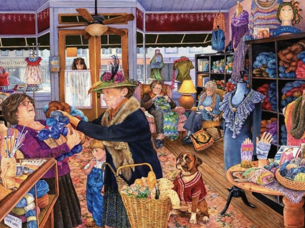 The Knit Shop - SunsOut puzzle collectible [Barcode 0796780442849] - Main Image 2