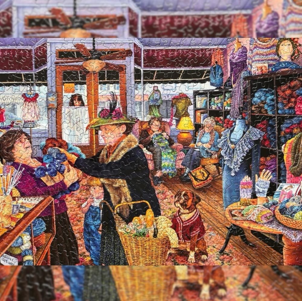 The Knit Shop - SunsOut puzzle collectible [Barcode 0796780442849] - Main Image 3