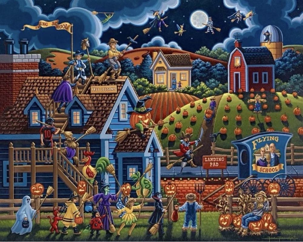 Flying School 🆕 - Dowdle Folk Art puzzle collectible [Barcode 671095002127] - Main Image 2