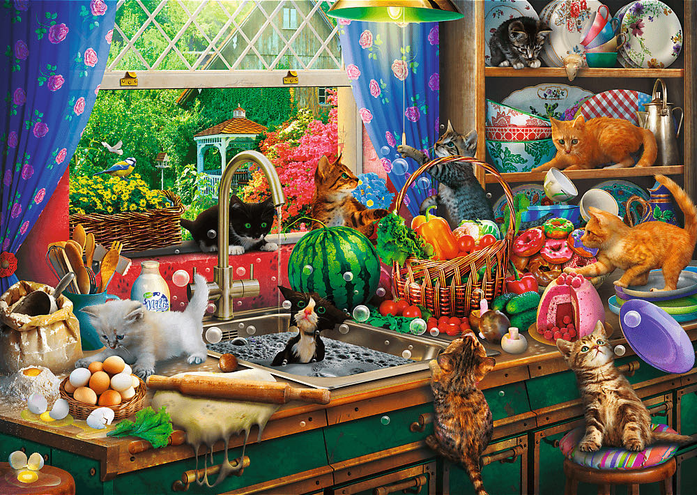 Tea Time Troublemaker Kittens Saskia Lenen - Trefl puzzle collectible [Barcode 5900511108392] - Main Image 2