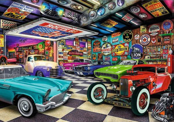 Tea Time: Car Collectors Garage - Trefl puzzle collectible [Barcode 5900511108453] - Main Image 2
