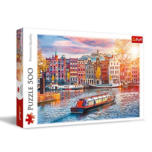 Trefl Amsterdam Netherlands 500 Piece Jigsaw Puzzle Red 19”x13” Print Diy Puzzle Creative Fun Classic Jigsaw For Adults And Children From 10 Years Old  puzzle collectible [Barcode 5900511374285] - Main Image 1