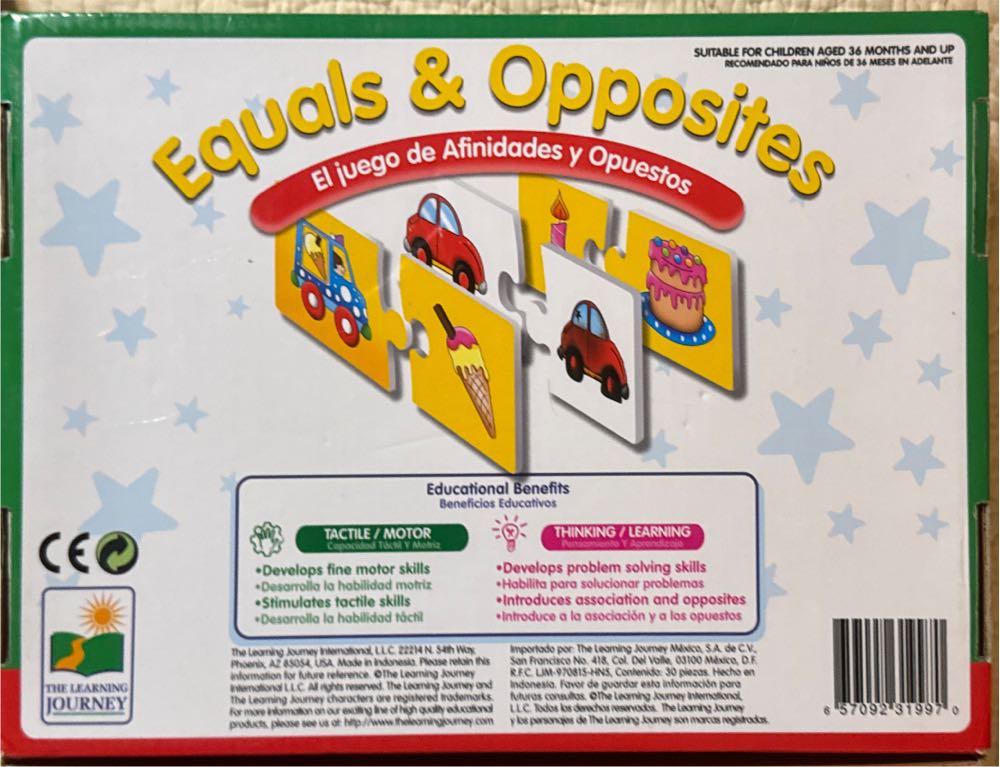 The Learning Journey: Equals & Opposites 30 Self-Correcting Puzzle Pairs - The Learning journey international puzzle collectible - Main Image 2