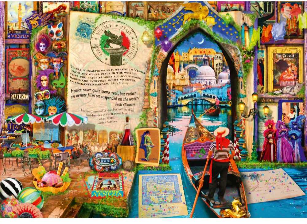 Christmas Cabin Snowman Snow Flake Rocking Chair Icicles Trees 550 Piece Puzzle