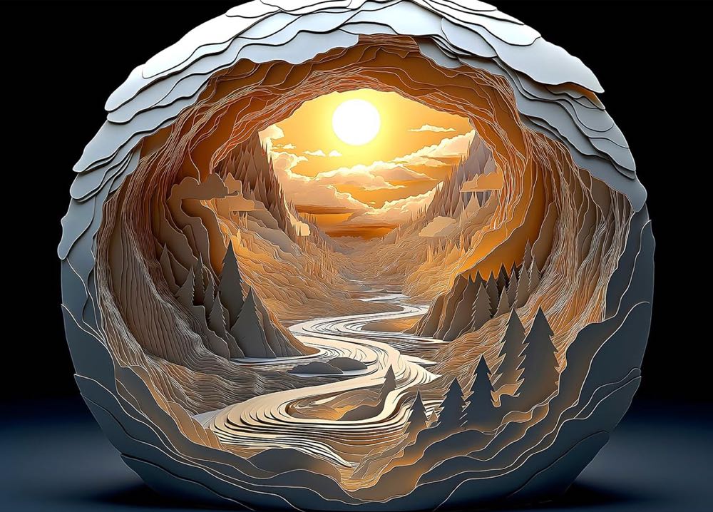 3D Visual Dawn-Inside a Cave - Blueforest puzzle collectible - Main Image 2
