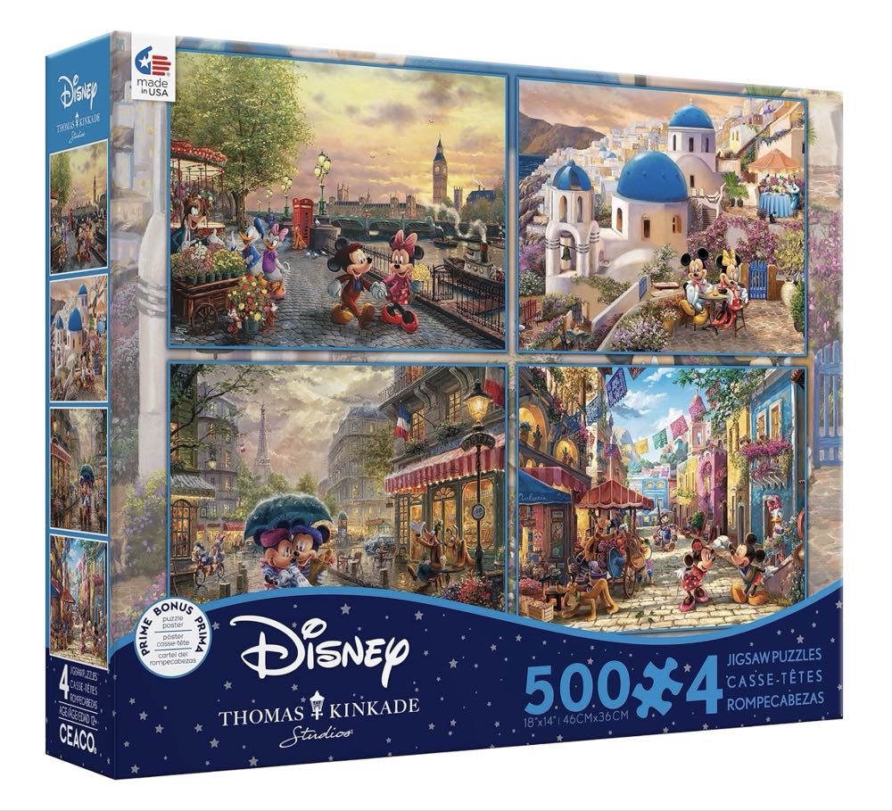Set 2: Mickey and Minnie in Greece - Ceaco / Thomas Kinkade puzzle collectible - Main Image 2