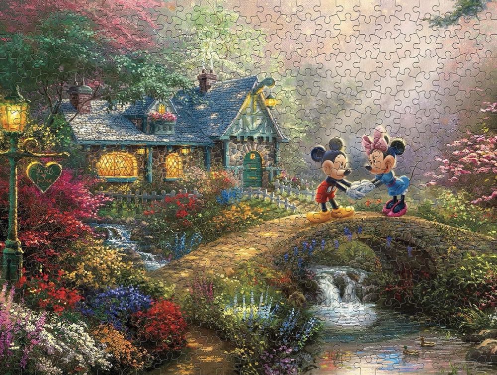 Set 6: Mickey and Minnie — Sweetheart Bridge - Ceaco / Thomas Kinkade puzzle collectible - Main Image 3