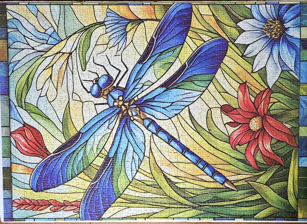 Stained Glass Dragonfly - stained glass puzzle collectible - Main Image 3