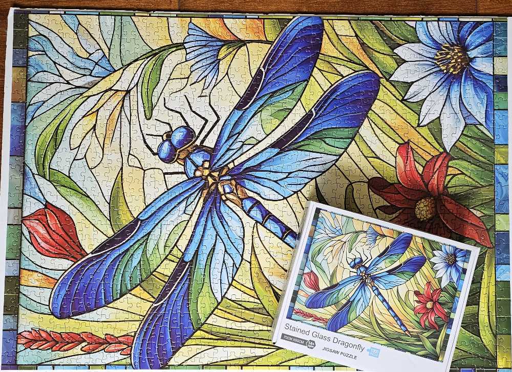 Stained Glass Dragonfly - stained glass puzzle collectible - Main Image 4