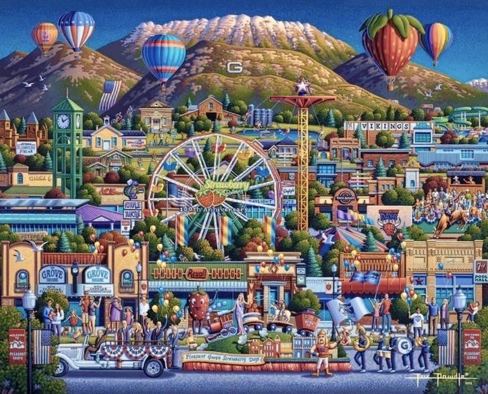 Pleasant Grove - Dowdle Folk Art puzzle collectible [Barcode 671095905114] - Main Image 2