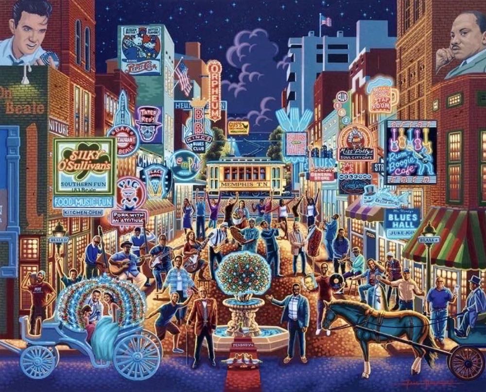 Memphis - Dowdle Folk Art puzzle collectible [Barcode 671095902274] - Main Image 2