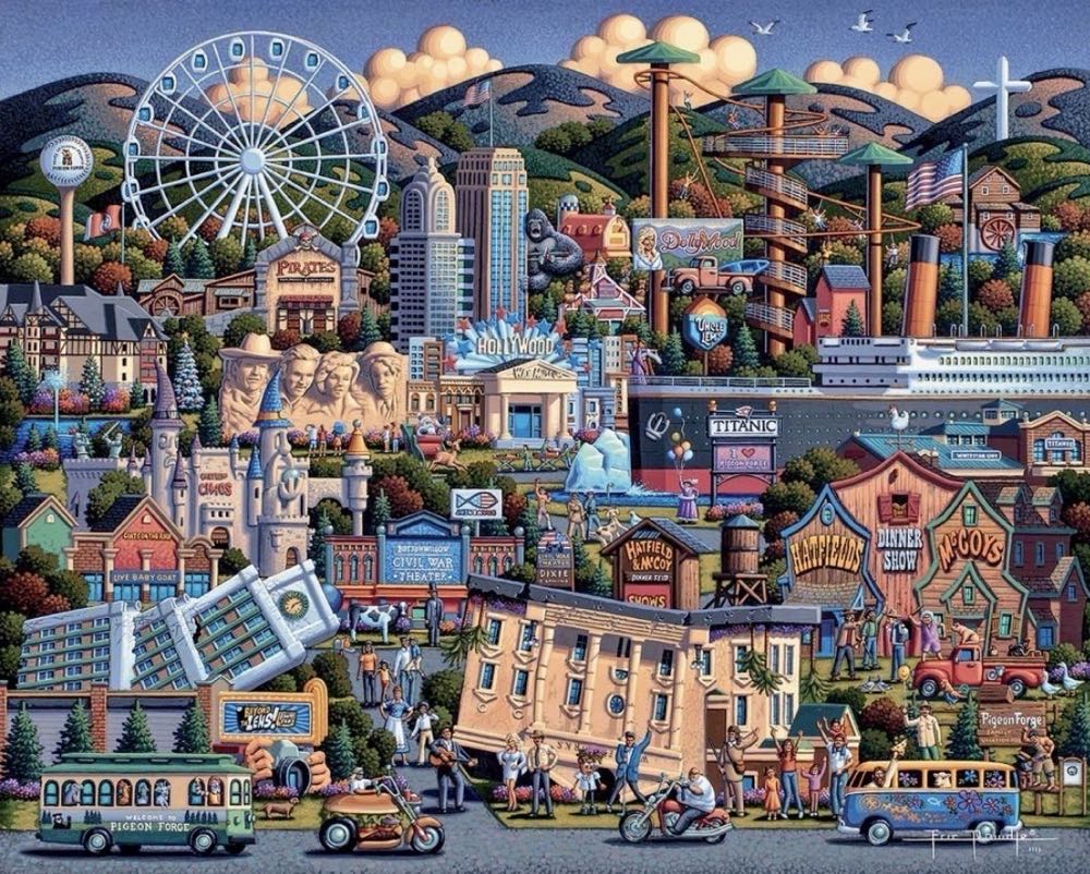 Pigeon Forge - Dowdle Folk Art puzzle collectible [Barcode 671095905305] - Main Image 2