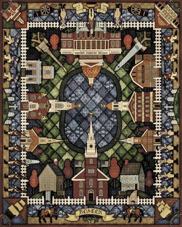 Boston Quilt - Dowdle Folk Art puzzle collectible [Barcode 671095201834] - Main Image 2