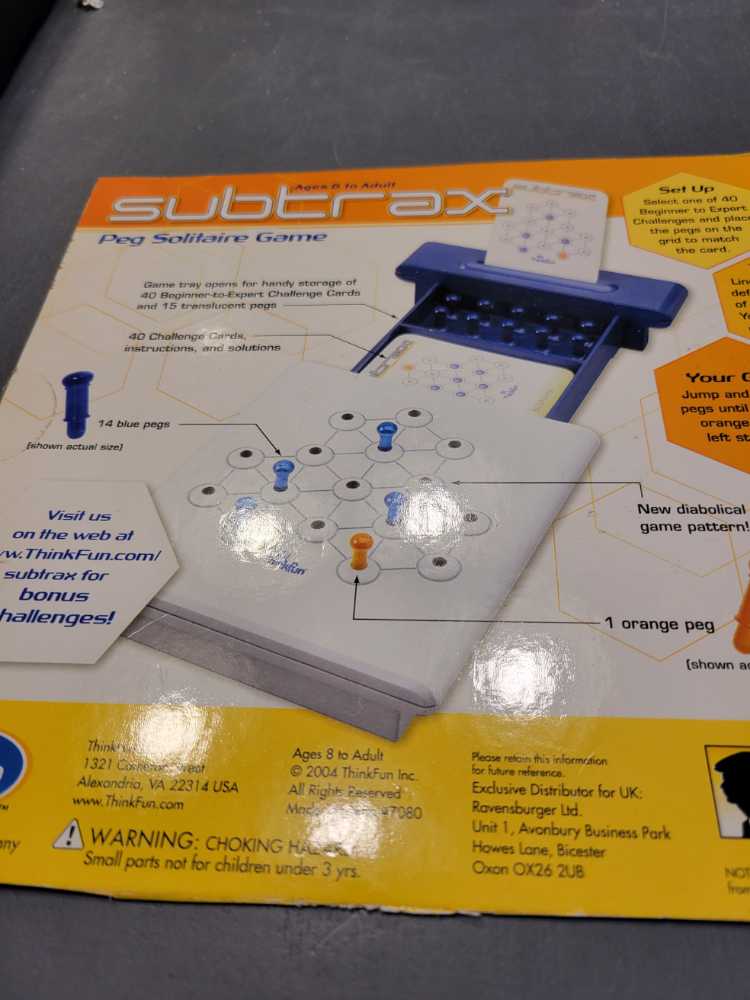 Subtrax  - Thinkfun puzzle collectible [Barcode 019275070809] - Main Image 2