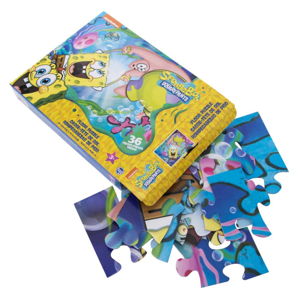 Spongebob Squarepants Kids Floor Puzzle. Educational Gifts For Boys And Girls. Colorful Pieces Fit Together Perfectly. Great Birthday Gift For Boys And Girls  puzzle collectible [Barcode 686141086228] - Main Image 4
