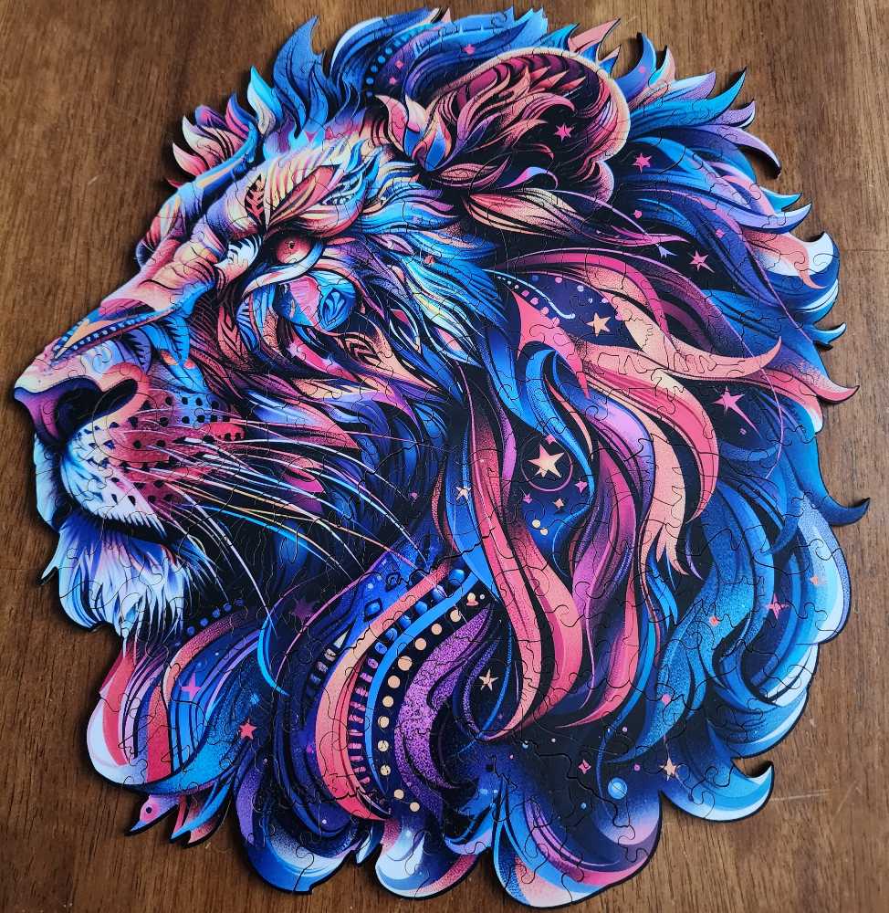 Wooden-Lion Head  puzzle collectible - Main Image 3