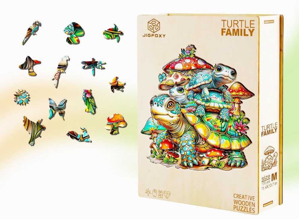 Wooden-Turtle Family   puzzle collectible - Main Image 2