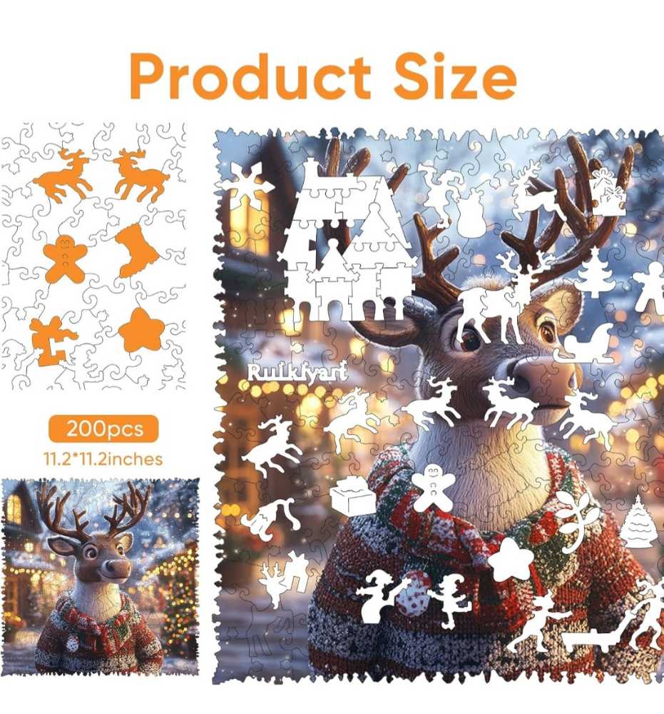 Wooden-Christmas Sweater Deer  puzzle collectible - Main Image 2