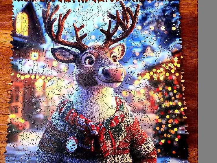 Wooden-Christmas Sweater Deer  puzzle collectible - Main Image 3