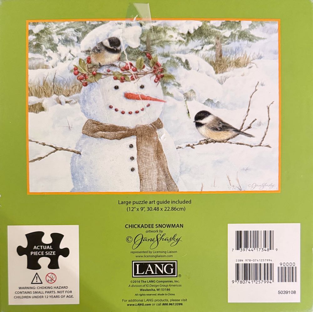Chickadee Snowman - Lang Companies puzzle collectible [Barcode 9780741257994] - Main Image 3
