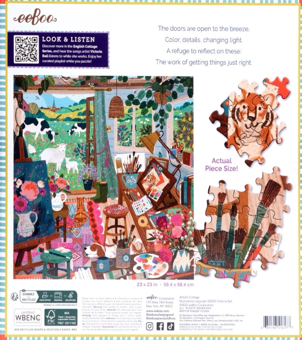 Artist’s Cottage - Eeboo puzzle collectible [Barcode 689196516177] - Main Image 3