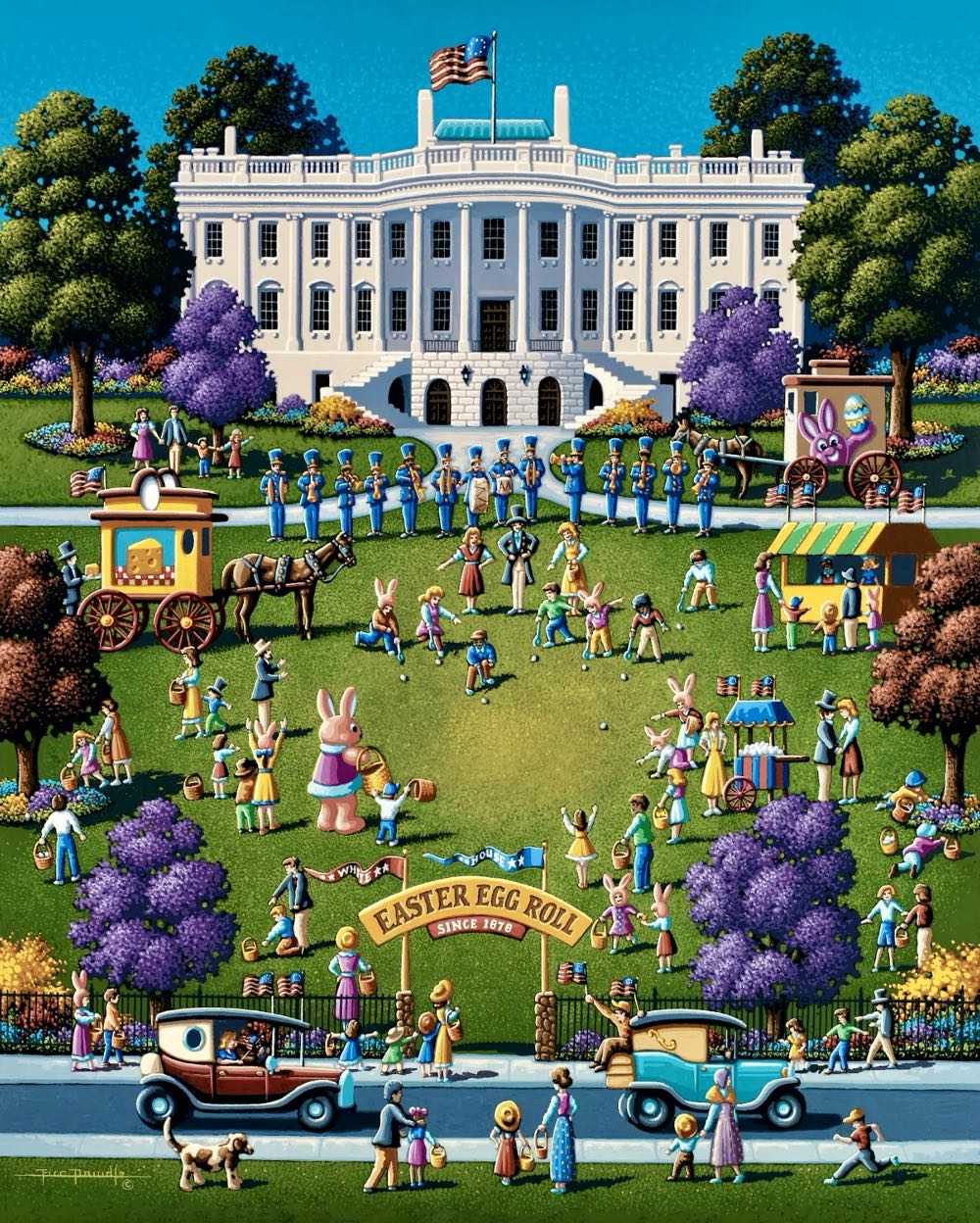 White House Easter - Dowdle Folk Art puzzle collectible [Barcode 671095201094] - Main Image 2