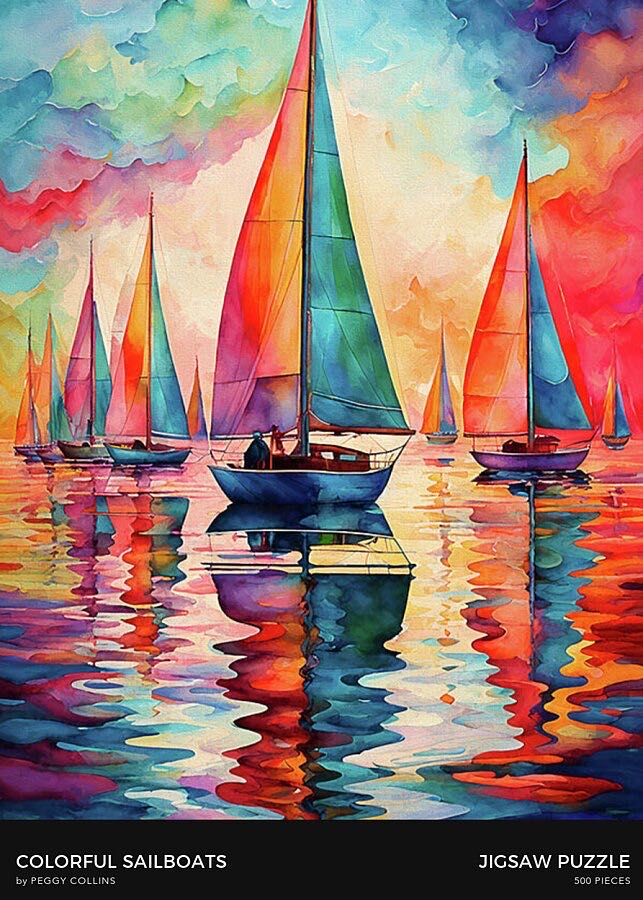Colorful Sailboats - Fine Art America puzzle collectible - Main Image 2