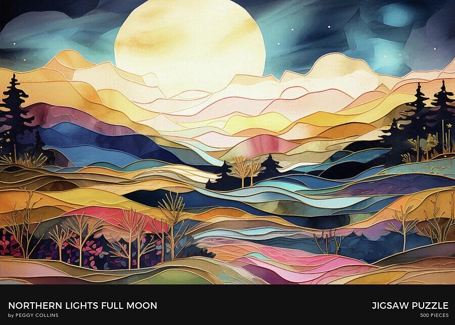 Northern Lights Full Moon - Fine Art America puzzle collectible - Main Image 2