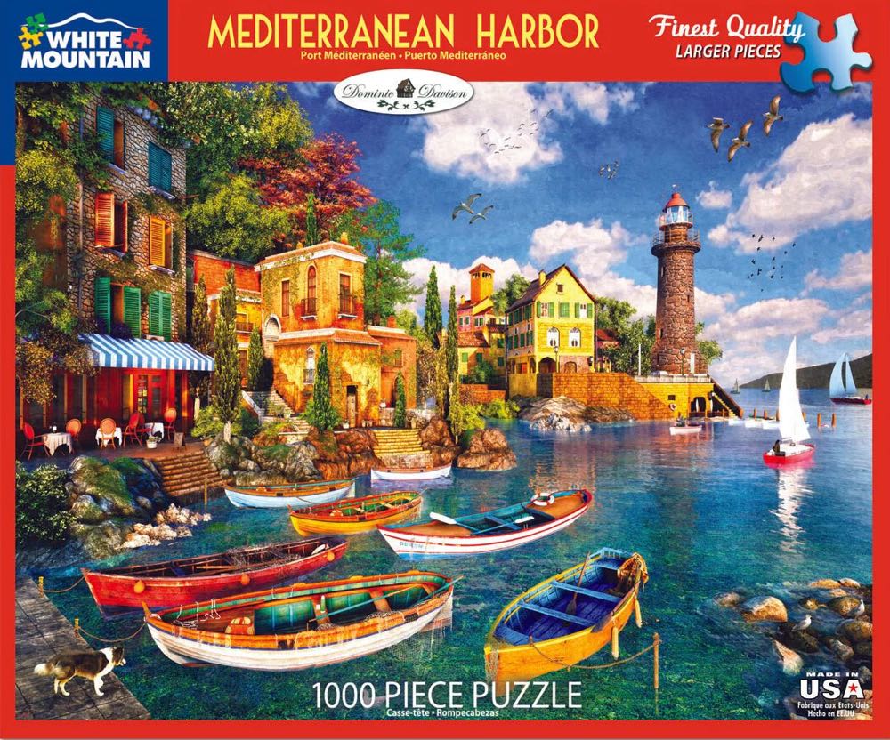 Travel: Mediterranean Harbor - White Mountain puzzle collectible [Barcode 724819261772] - Main Image 2