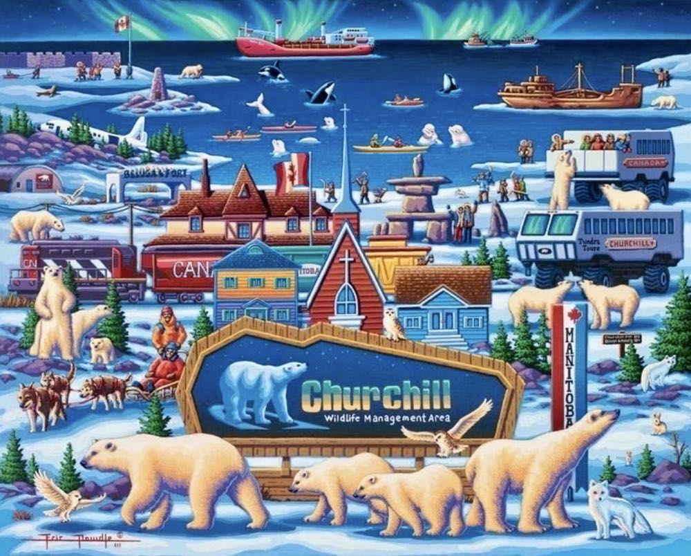 Churchill Polar Bears - Dowdle Folk Art puzzle collectible [Barcode 671095003803] - Main Image 2