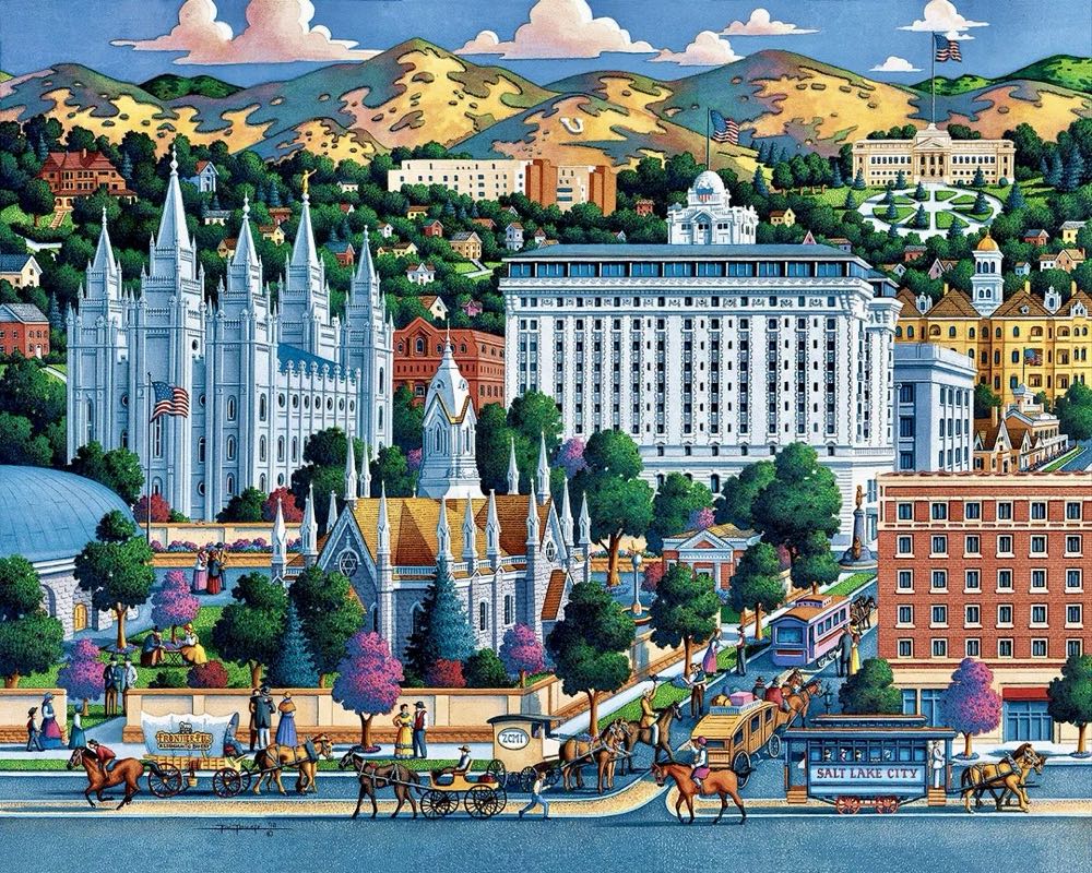 Salt Lake City - Dowdle Folk Art puzzle collectible [Barcode 671095100052] - Main Image 2