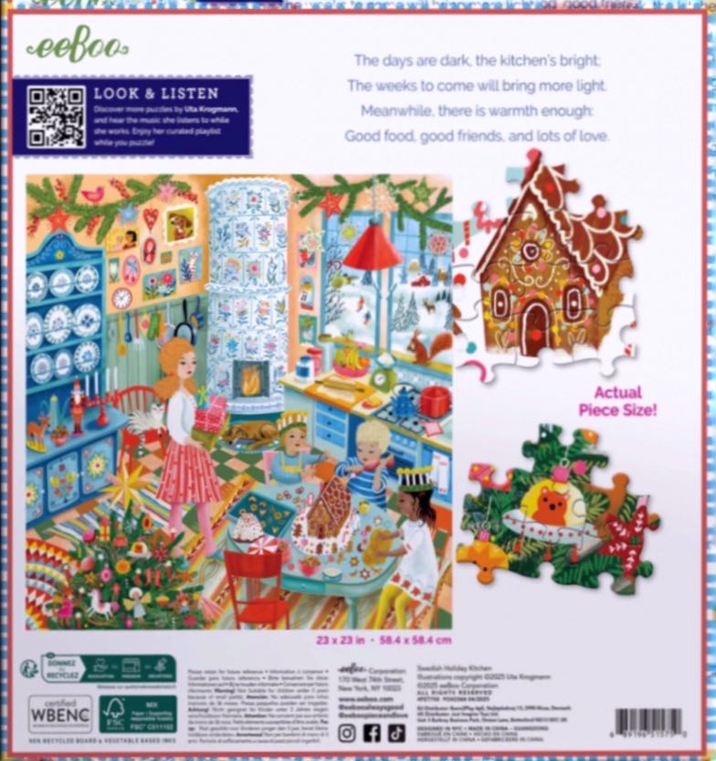 Swedish Holiday Kitchen - Eeboo puzzle collectible [Barcode 689196515750] - Main Image 3