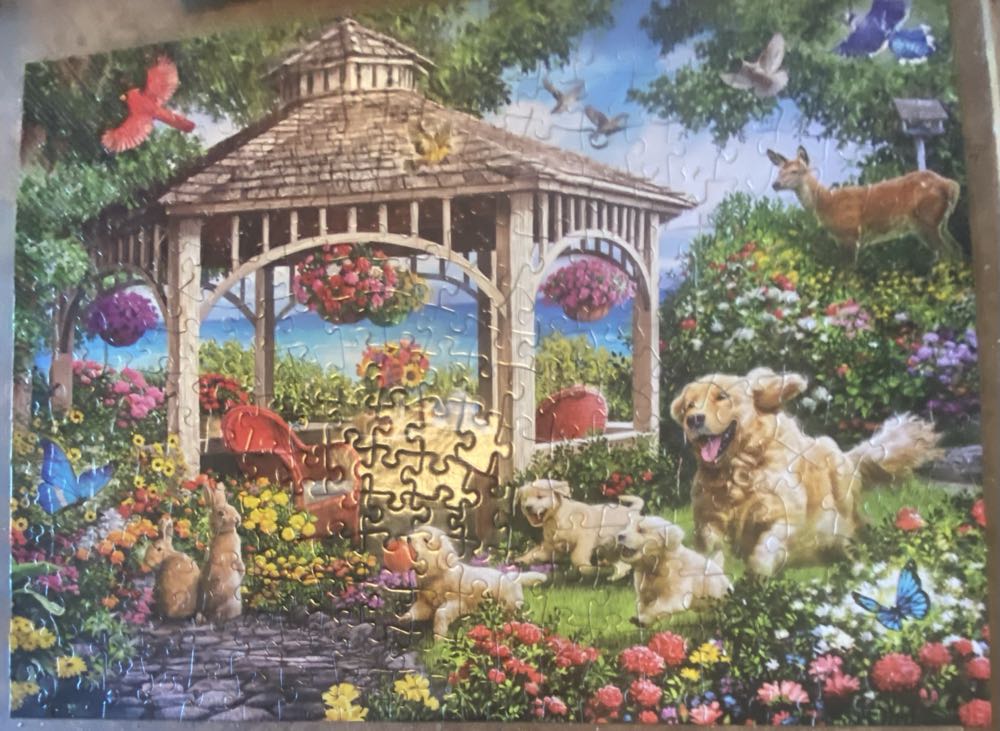 Playing Chase By The Gazebo - Bits & Pieces puzzle collectible [Barcode 192949089021] - Main Image 2