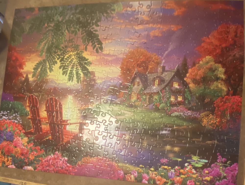 Red Chairs At Sunset - Bits & Pieces puzzle collectible [Barcode 192949088734] - Main Image 2