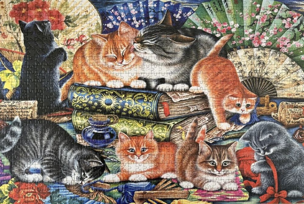 Cute Cats And Fans 🟦 - Jigsaw Puzzles puzzle collectible - Main Image 3