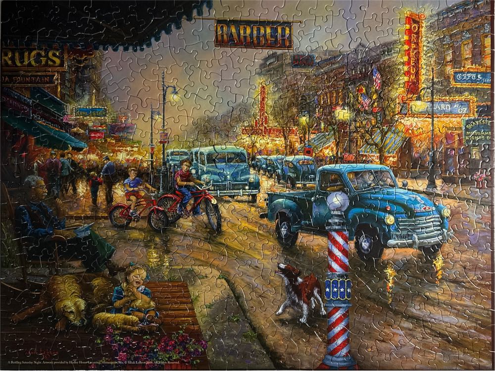 A Bustling Saturday Night - SunsOut puzzle collectible [Barcode 796780420663] - Main Image 2